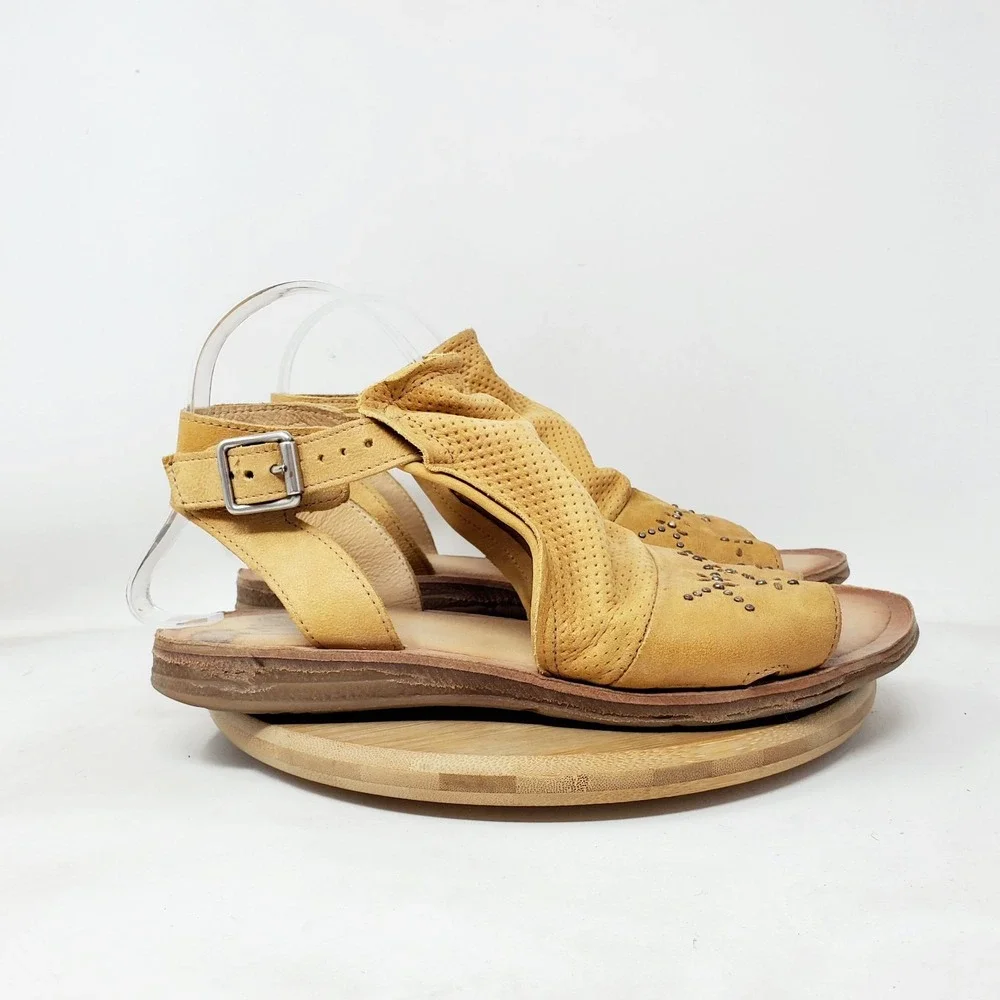 Miz Mooz Sandals Womens 40 Fifi Brown Leather Boho Bootie Ankle Strap‎ Shoes